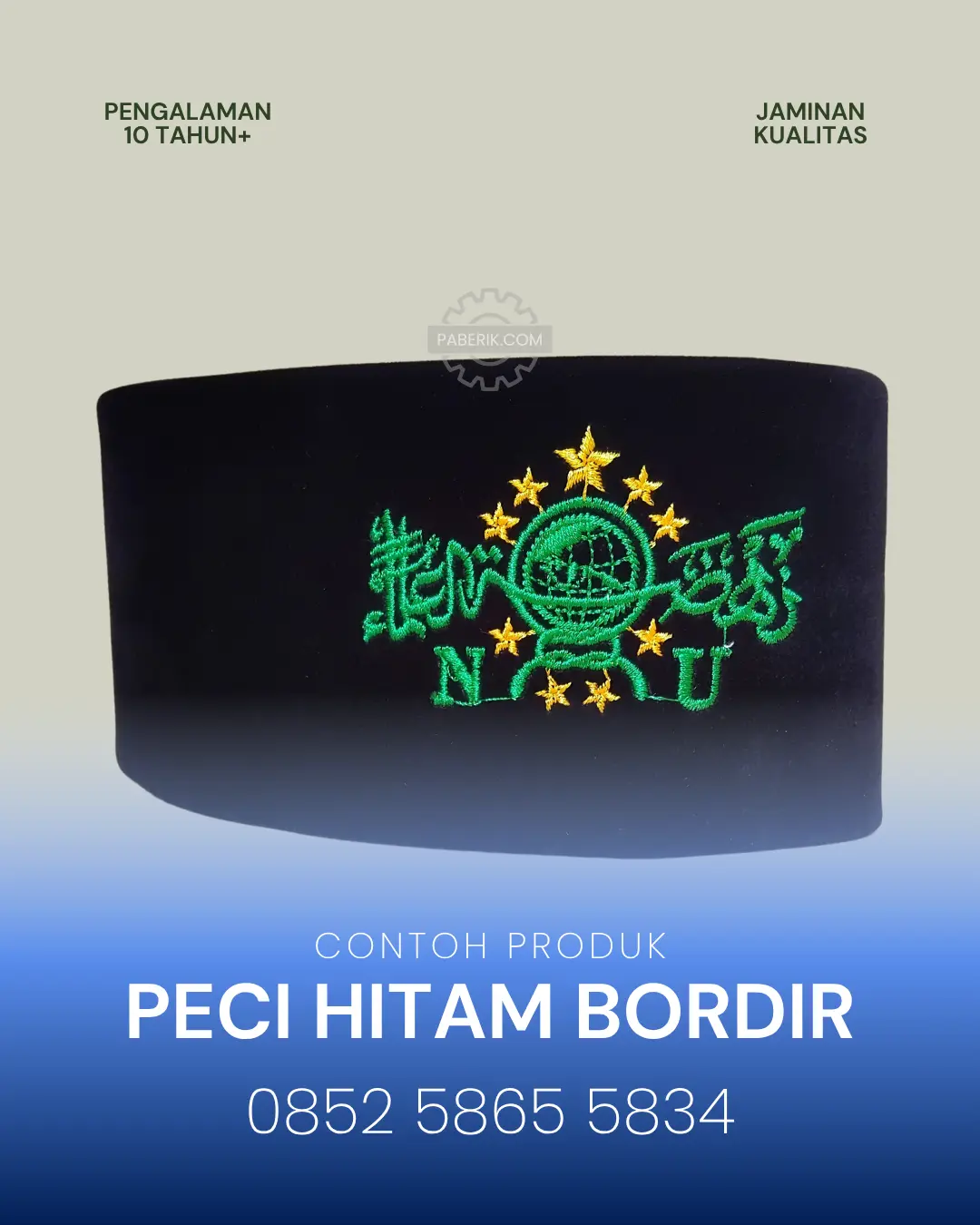 Contoh Produk Peci Hitam Bordir