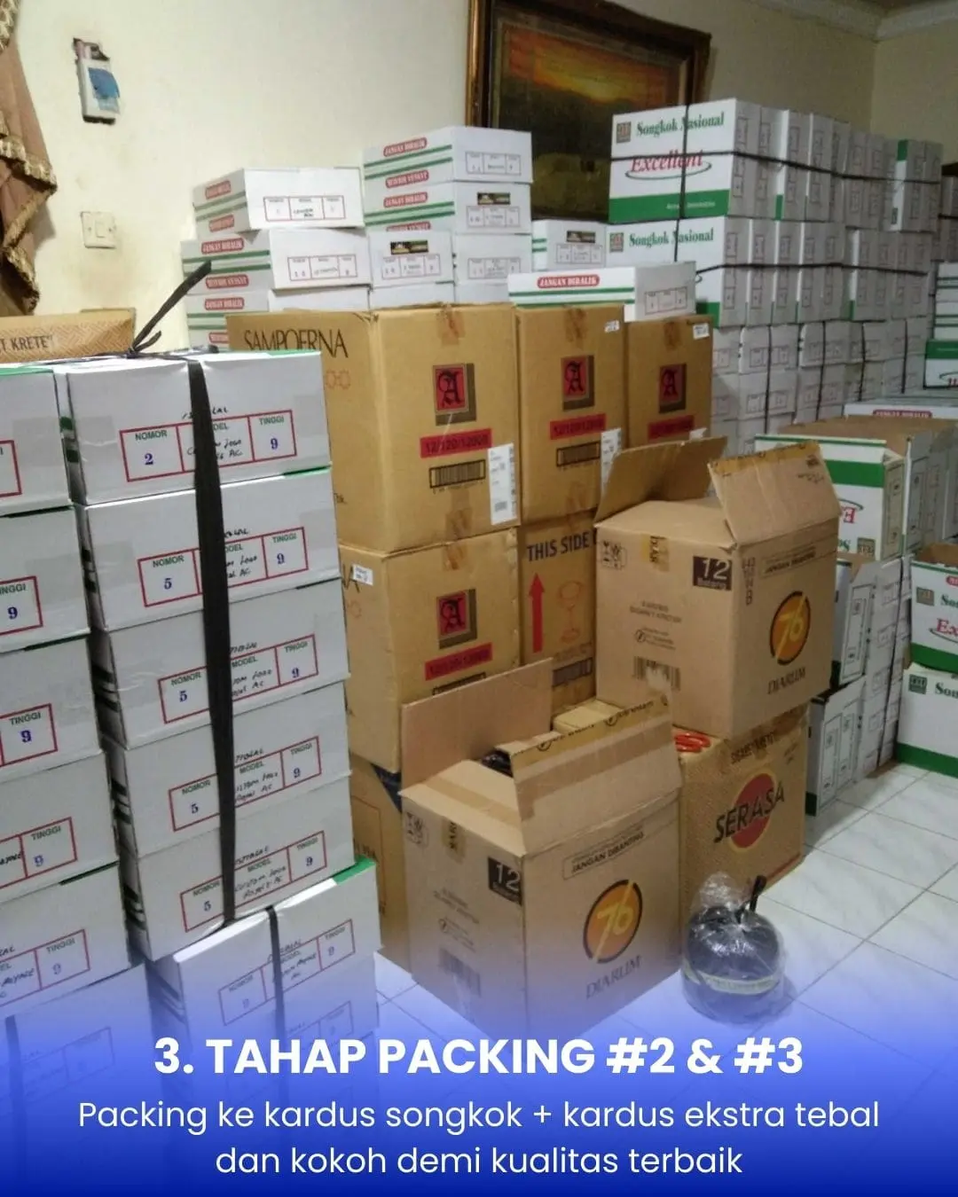Gambar 3. Tahap pengemasan peci songkok grosir menggunakan dus